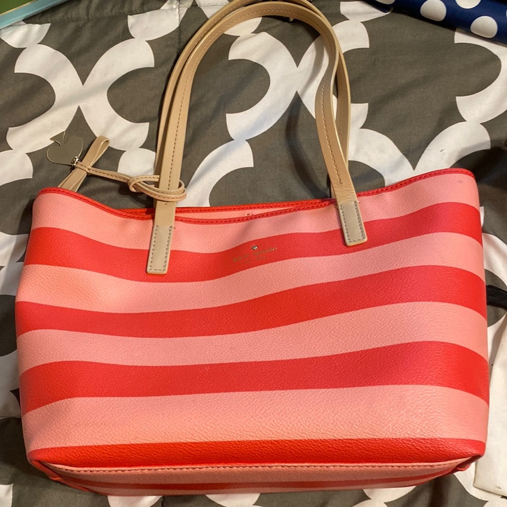 Coral & pink striped purse